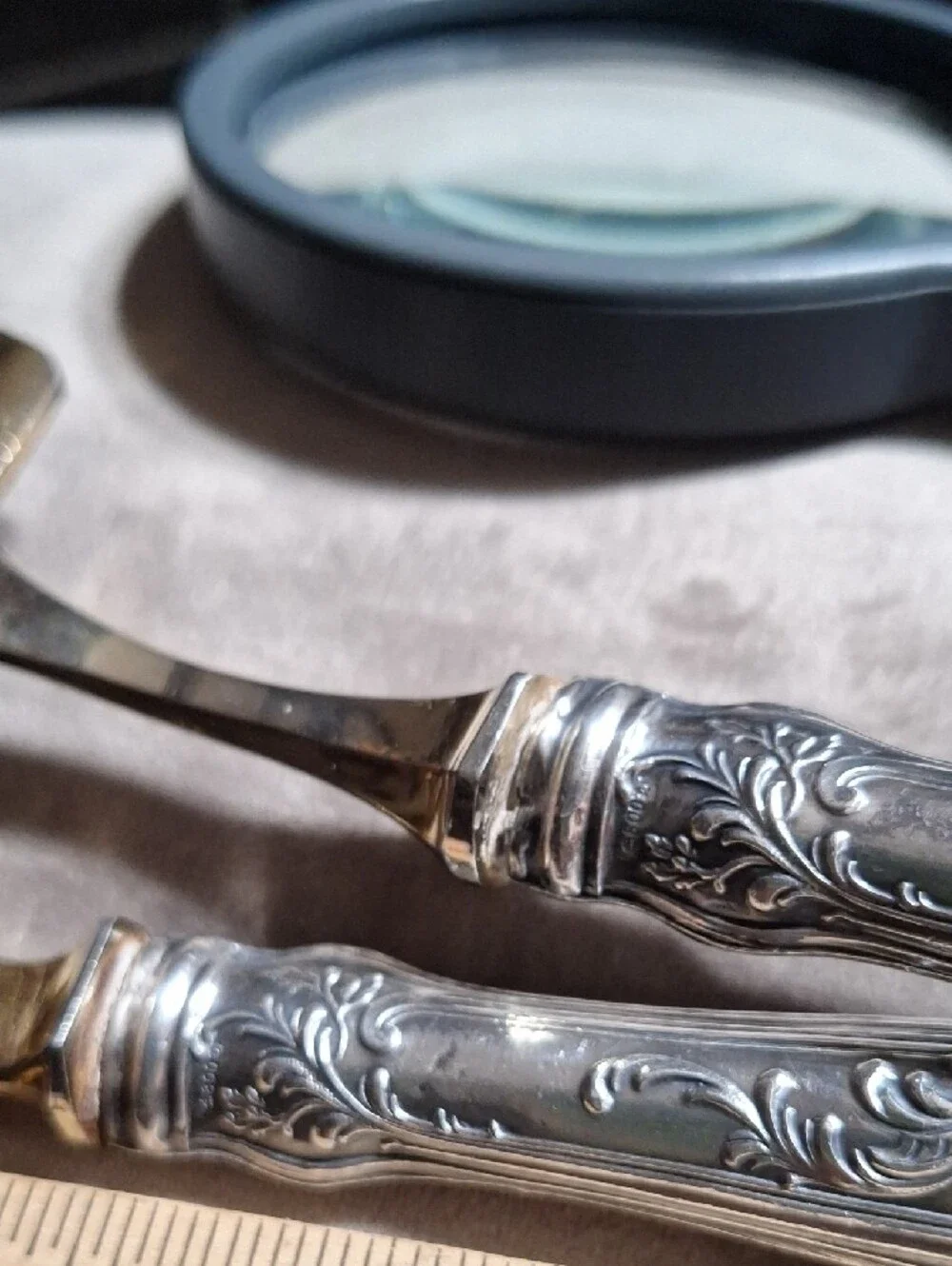 Ornate Silver-Tone Fish Serving Set - Knife & Fork